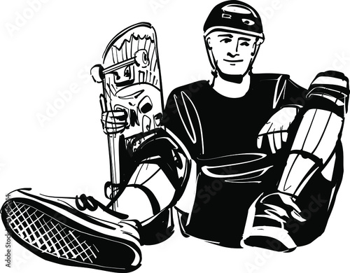 the vector sketch of the teenager doing skateboarding trick element on the skateboard 