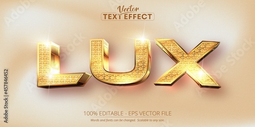 Lux text, shiny textured and shiny gold style editable text effect