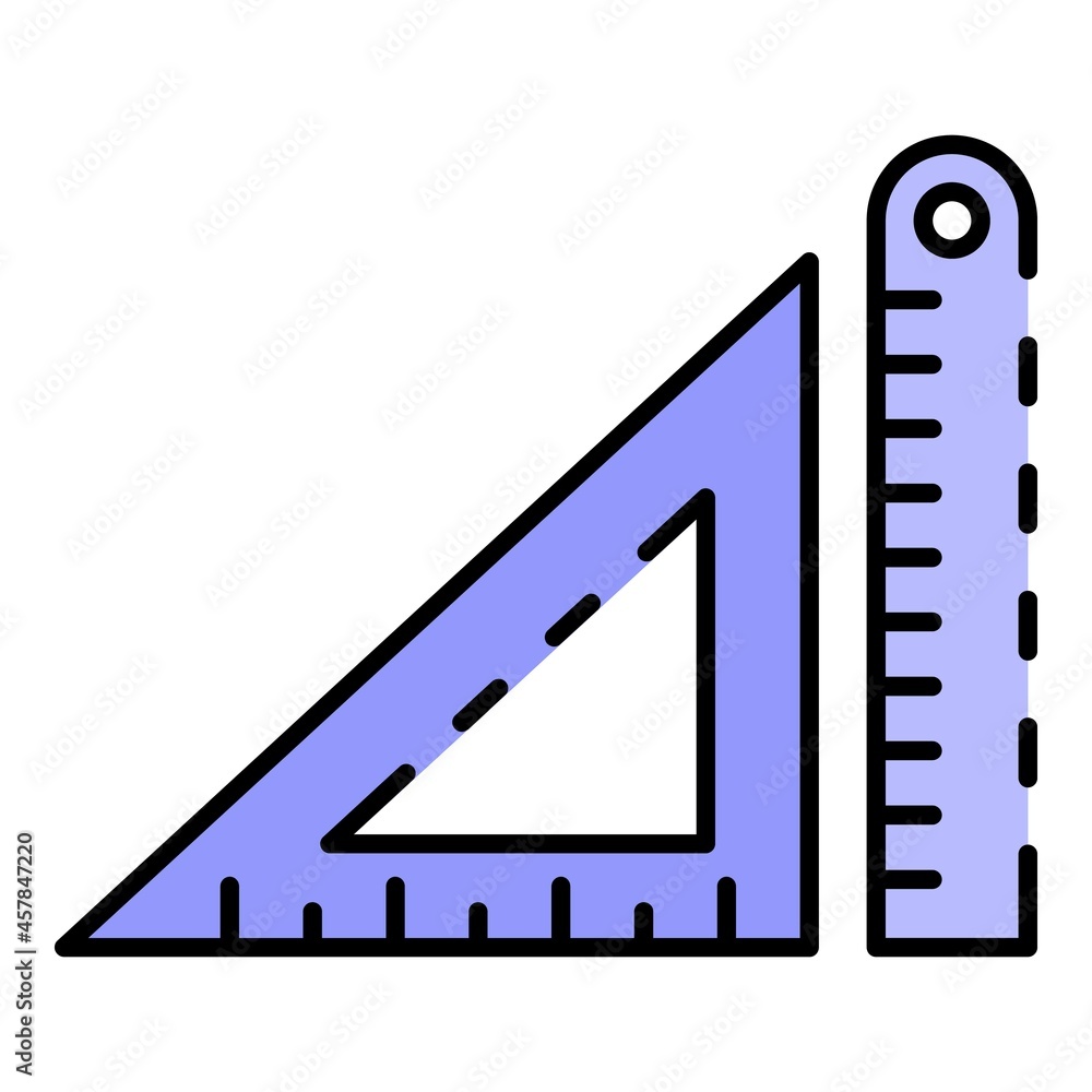 Architectural ruler icon. Outline architectural ruler vector icon color flat isolated