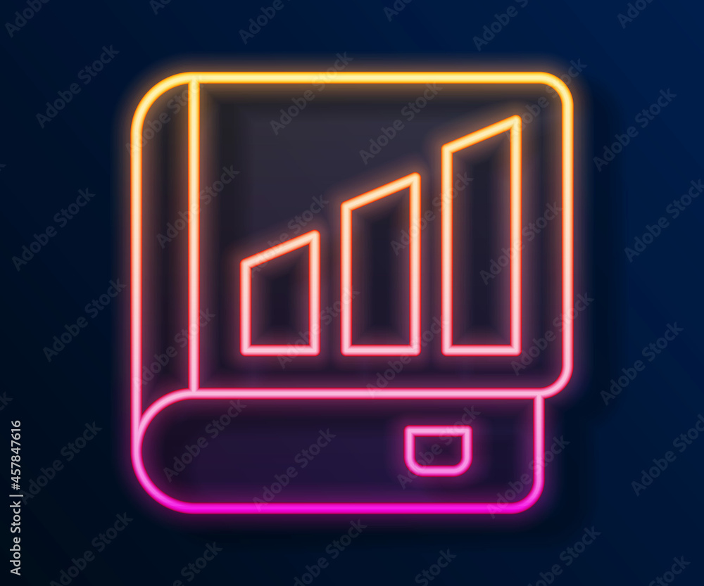 Glowing neon line Financial book icon isolated on black background. Vector Glowing neon line Financial book icon isolated on black background. Vector