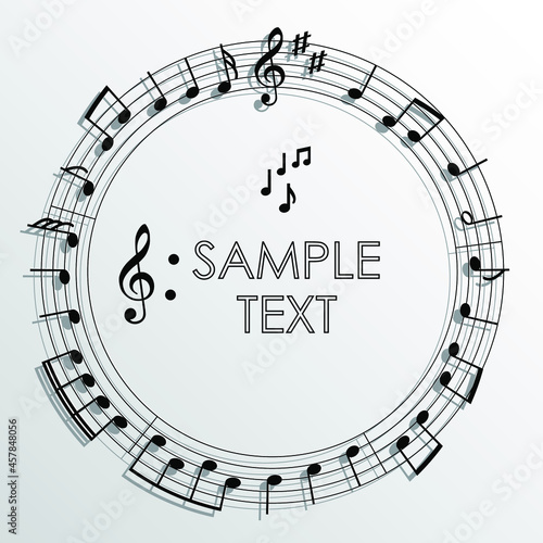 music note circle frame / music theme background
