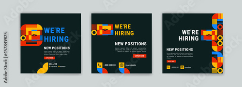 We're hiring. Job offer leaflet template. Job vacancy flyer poster template design.