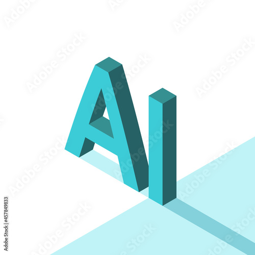 Isometric AI letters. Artificial intelligence, science, technology, computing, future and innovation concept. Flat design. EPS 8 vector illustration, no transparency, no gradients