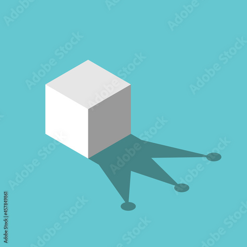 Isometric cube, crown shadow. Opportunity, hidden potential, transformation, change, personal development, dream and self-belief concept. EPS 8 vector illustration, no transparency, no gradients