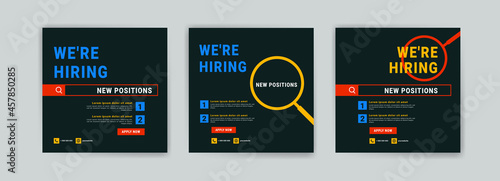 We're hiring. Job offer leaflet template. Job vacancy flyer poster template design.