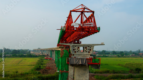 Beam Launcher Gantry crane for railway bridge on site construction, Thailand.