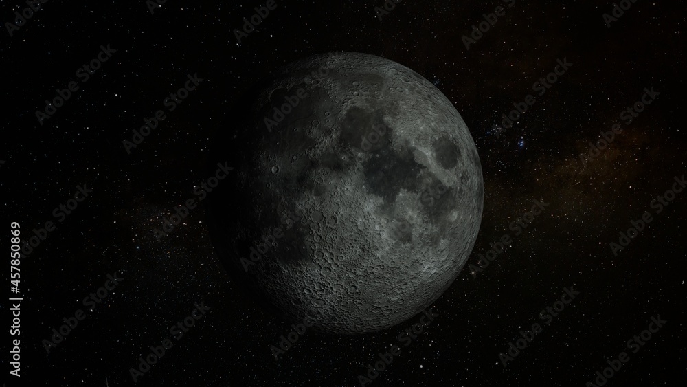 Moon in the outer space background 3D rendering Moon in the outer space background 3D rendering