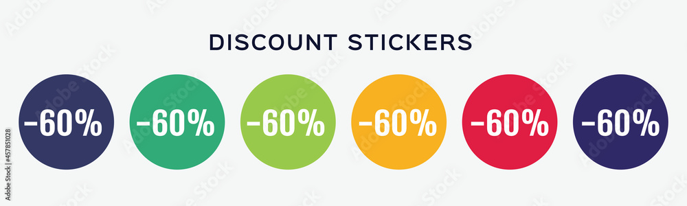 Vector set of isolated 60 discount icon. Vector set of isolated 60 discount icon.