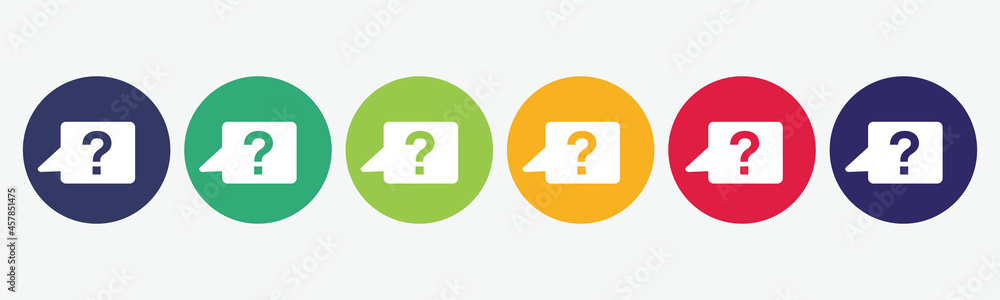 Collection of 6 buttons with question icon. Collection of 6 buttons with question icon.