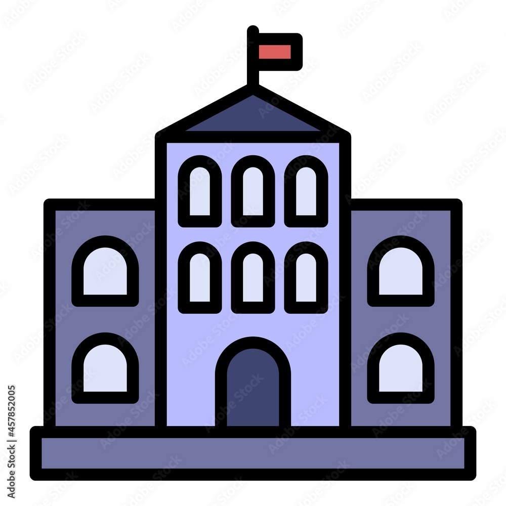 Architectural courthouse icon. Outline architectural courthouse vector icon color flat isolated