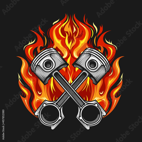 Two Crossed Pistons in Burning Flame