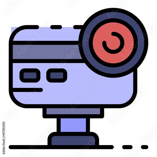 Action camera icon. Outline action camera vector icon color flat isolated