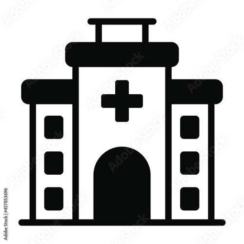 hospital black filled icon, healthcare and medical icon.