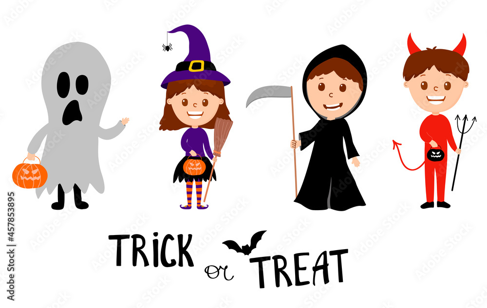 Kids in Halloween Costume. cartoon style on isolate background. Vector. Kids in Halloween Costume. cartoon style on isolate background. Vector.