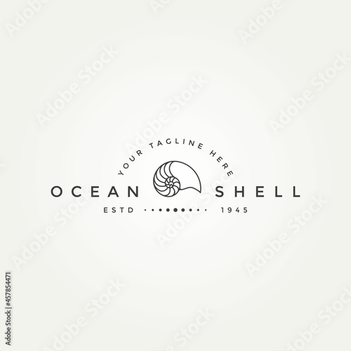 nautilus ocean shell minimalist line art badge logo icon template vector illustration design. simple modern seashell, marine, animal emblem logo concept