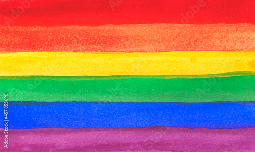 Watercolor Hand Painted Colorful Rainbow Set. Vector Pride Flag