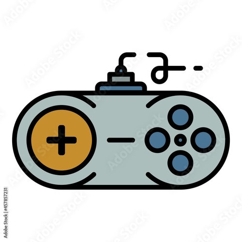 Console joystick icon. Outline console joystick vector icon color flat isolated