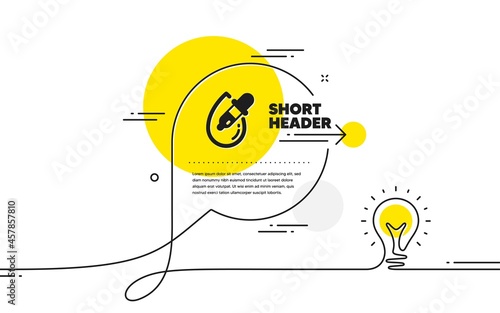 Eye drops icon. Continuous line idea chat bubble banner. Oculist clinic sign. Optometry vision symbol. Eye drops icon in chat message. Talk comment light bulb background. Vector