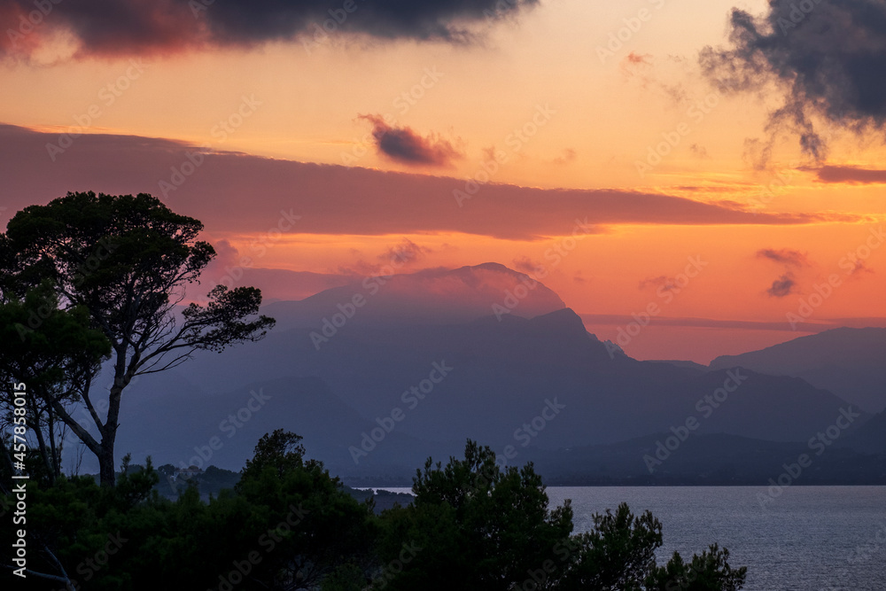 Sunset over Bay of Pollença, Mallorca, Spain Sunset over Bay of Pollença, Mallorca, Spain