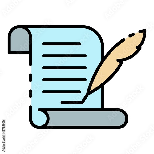 Papyrus learning icon. Outline papyrus learning vector icon color flat isolated
