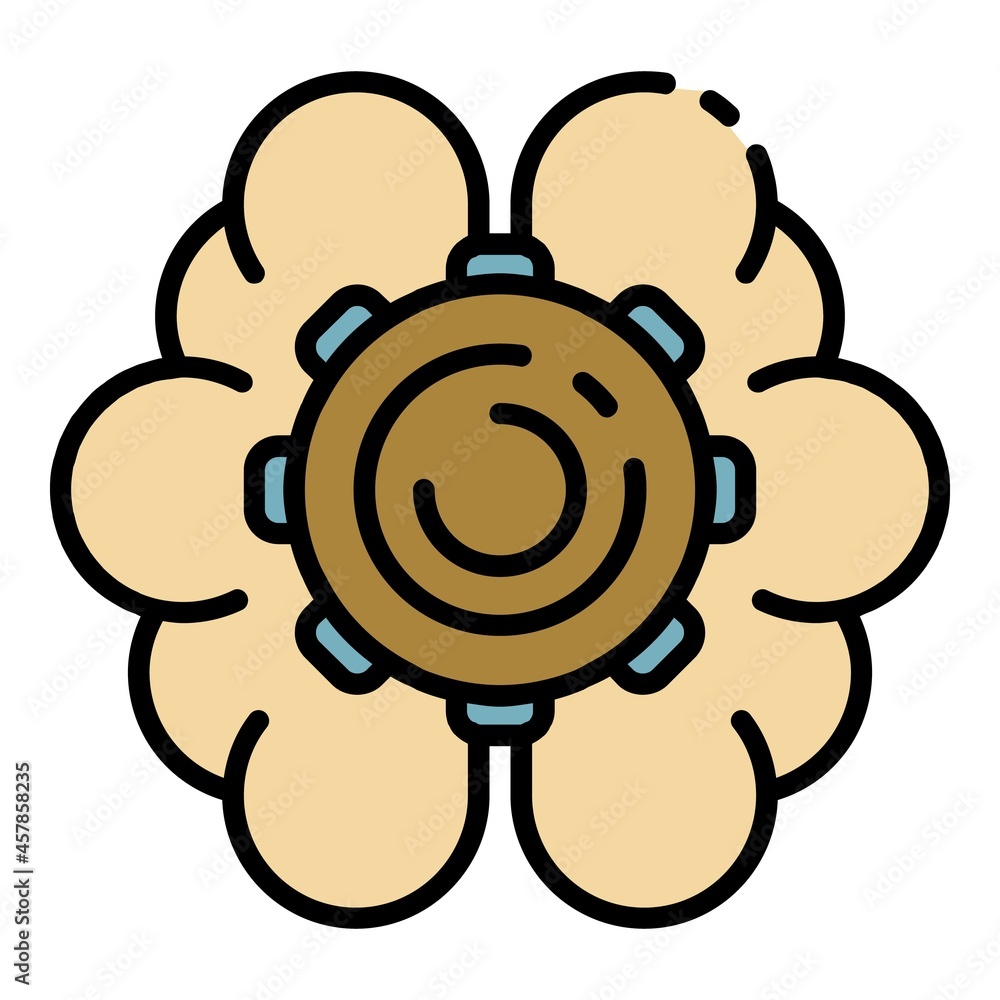 Brain learning icon. Outline brain learning vector icon color flat isolated Brain learning icon. Outline brain learning vector icon color flat isolated