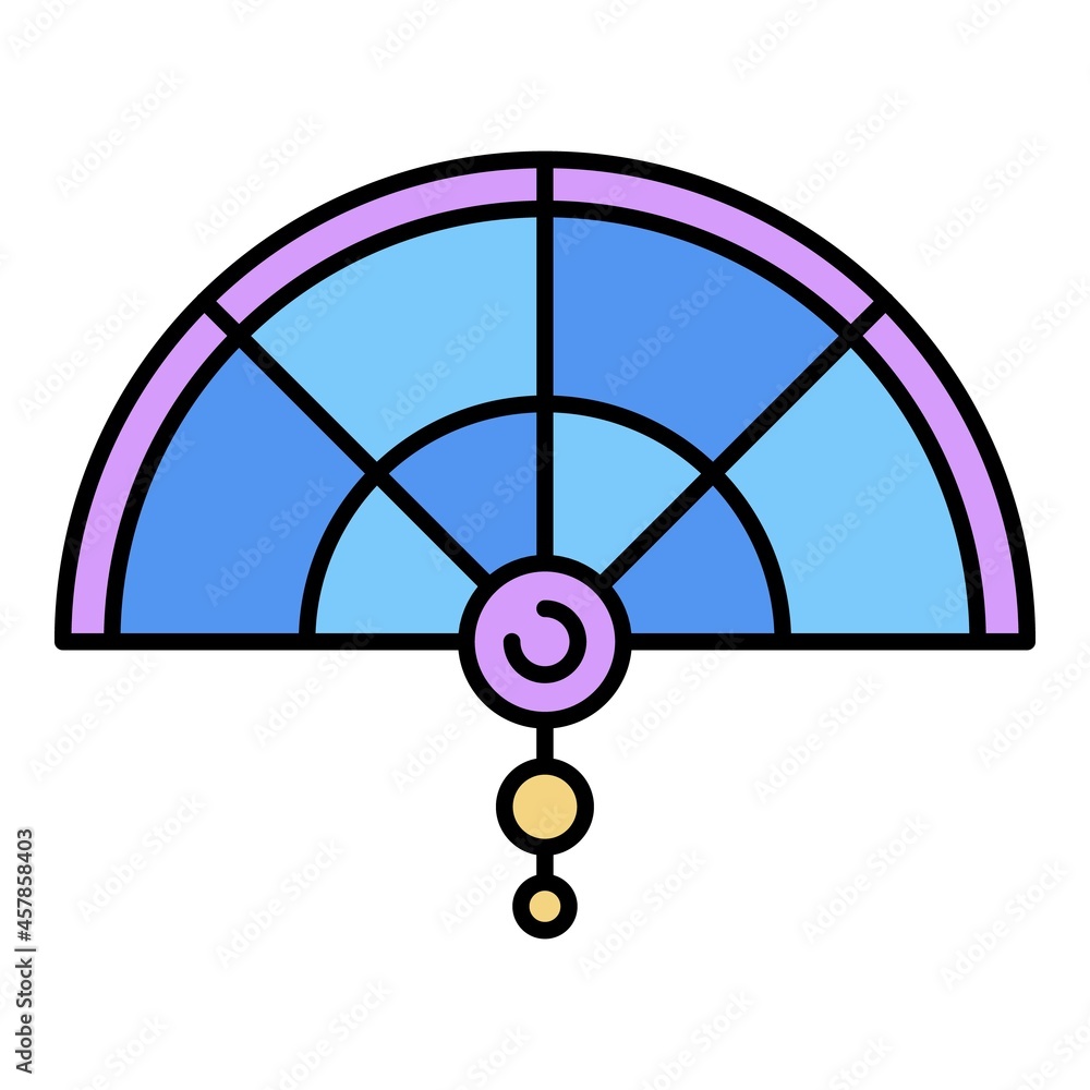Bamboo handheld fan icon. Outline bamboo handheld fan vector icon color flat isolated Bamboo handheld fan icon. Outline bamboo handheld fan vector icon color flat isolated