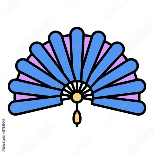 Foldable hand fan icon. Outline foldable hand fan vector icon color flat isolated