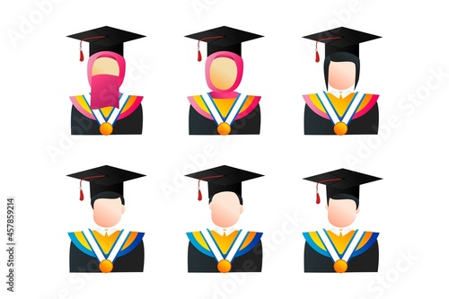 set of graduation avatar student. faceless people for profile