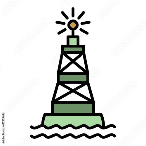 Port marine buoy icon. Outline port marine buoy vector icon color flat isolated