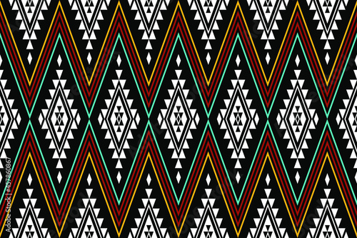 Geometric ethnic oriental seamless pattern traditional Design for background,carpet,wallpaper.clothing,wrapping,Batik fabric,Vector illustration.embroidery style - Sadu, sadou, sadow or sado