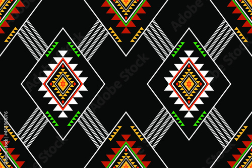 Geometric ethnic oriental seamless pattern traditional Design for background,carpet,wallpaper.clothing,wrapping,Batik fabric,Vector illustration.embroidery style - Sadu, sadou, sadow or sado