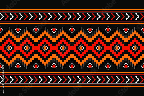 Geometric ethnic oriental seamless pattern traditional Design for background,carpet,wallpaper.clothing,wrapping,Batik fabric,Vector illustration.embroidery style - Sadu, sadou, sadow or sado