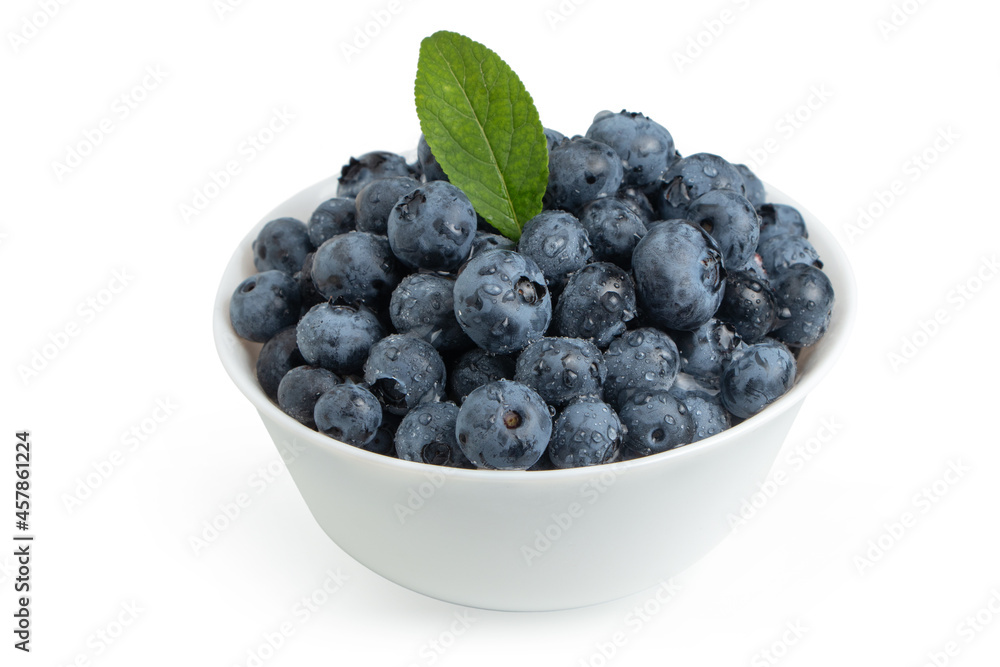 Blueberries in bowl isolated on white background Blueberries in bowl isolated on white background
