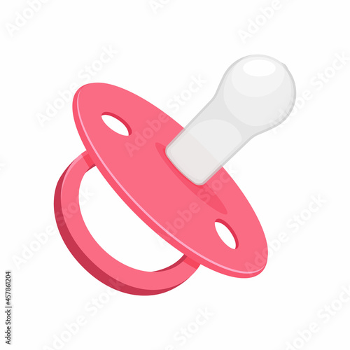 Pacifier baby dummy care nipple for newborn child , pink nipples dummies for girl, isolated on white background, flat design