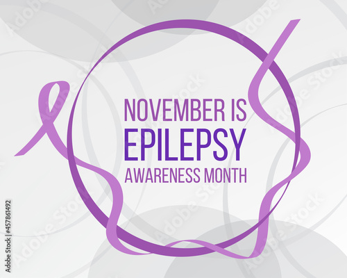 Epilepsy Awareness Month concept. Banner template with purple ribbon and text.  Vector illustration.