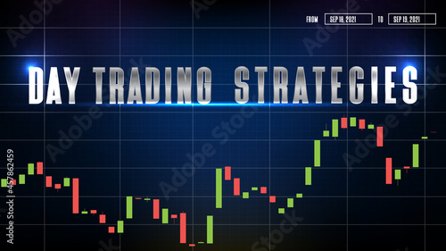 abstract background of day trading strategies and technical analysis chart graph