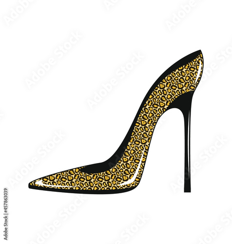 Jaguar elegant fashilonable high heeled women shoe isolated icon. Vector illustration.