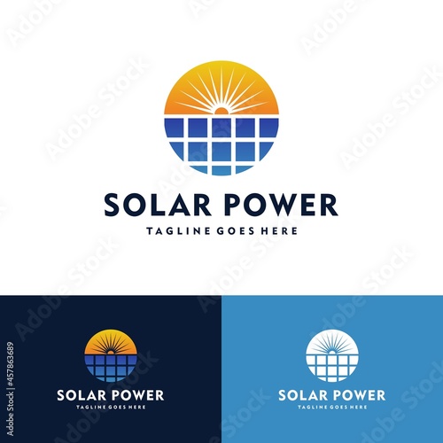 Sun solar energy, solar energy power logo vector icon illustration design