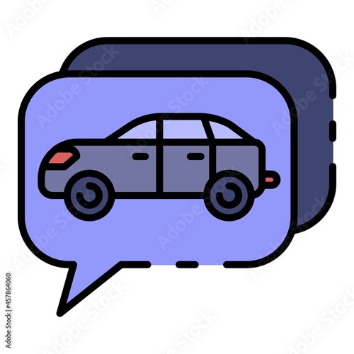 Chat car share icon. Outline chat car share vector icon color flat isolated