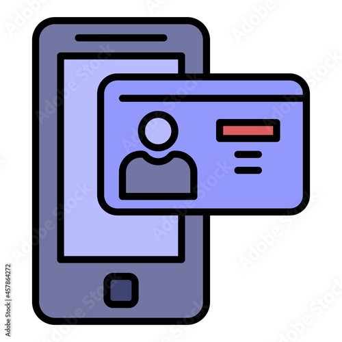 Smartphone man id card icon. Outline smartphone man id card vector icon color flat isolated