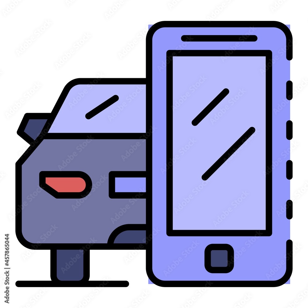 Smartphone car share icon. Outline smartphone car share vector icon color flat isolated Smartphone car share icon. Outline smartphone car share vector icon color flat isolated