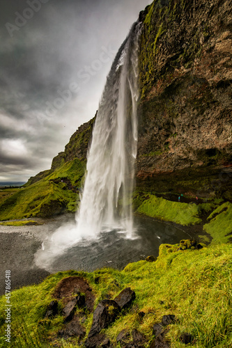 dramatic photo of Seljalandsfoss waterfall, situated on the South Coast of Iceland close to the Ring Road.
