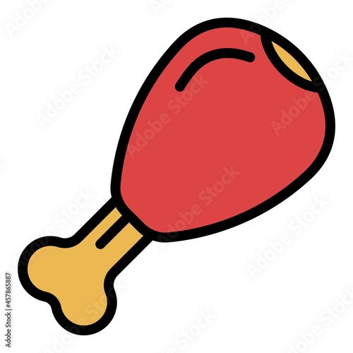Chicken drumstick icon. Outline chicken drumstick vector icon color flat isolated