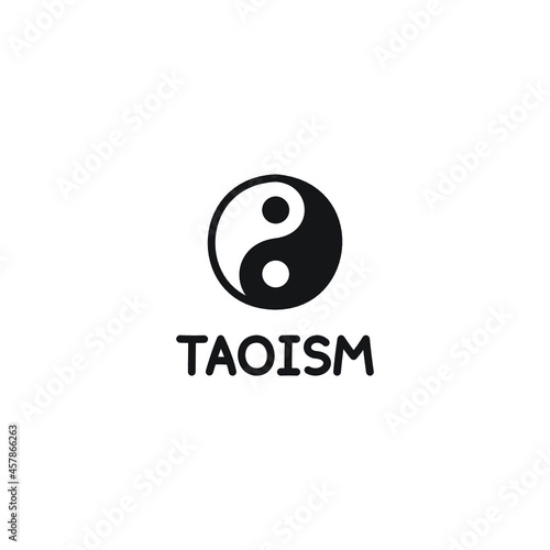 Taoism yin and yang logo kawaii doodle flat vector illustration icon