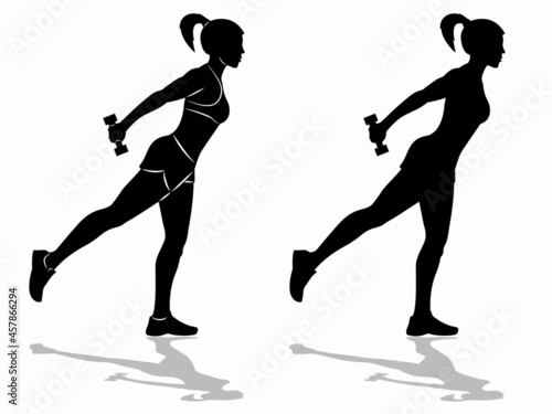 silhouette of a fitness woman  , vector drawing