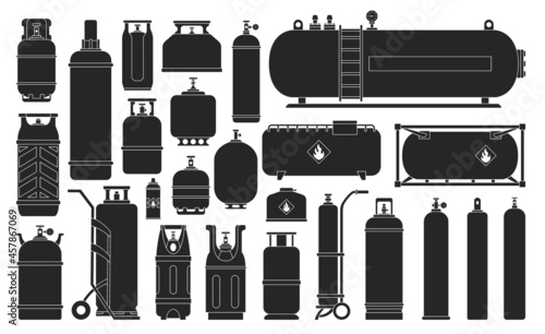Gas cylinder vector black set icon. Vector illustration ipg container on white background. Isolated black set icon gas cylinder .
