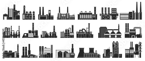 Industry factory isolated black set icon. Vector black set icon manufacturing of building. Vector illustration industry factory on white background.