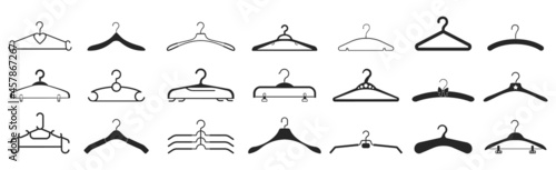 Hanger isolated black set icon. black vector set icon cloth equipment. Vector illustration hanger on white background.