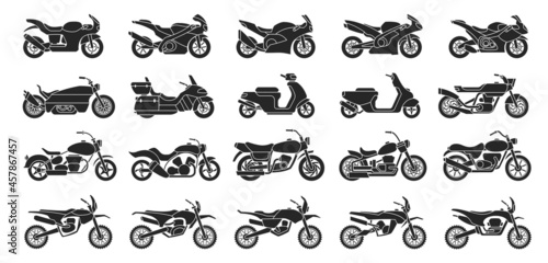 Motorcycle vector black set icon. Vector illustration motorbike on white background. Isolated black set icon motorcycle.