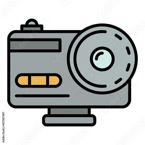 Action camera icon. Outline action camera vector icon color flat isolated